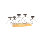 Suporte para Velas com Base de Madeira e Espirais em Ferro