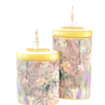 Conjunto de Potes Decorativos Floral Gold