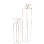 Conjunto de Castiçais Retangulares Minimalistas Prateados