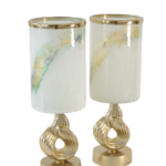 Conjunto de Castiçais Decorativos com Efeito Marmoreado