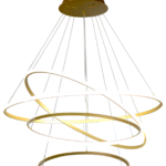 Candeeiro Suspenso LED Anéis Triplos Dourado