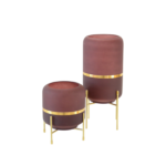 Castiçais de Vidro Borgonha com Aro Dourado