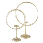 Castiçais com Design de Aro Circular Dourado