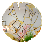Espelho Decorativo Redondo Orgânico Gold Leaf